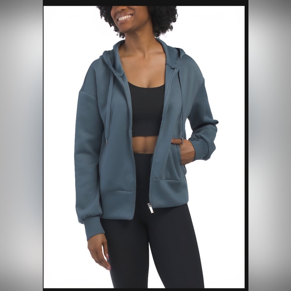 Apana L Stormy Weather City Chic Full Zip Hooded Jacket